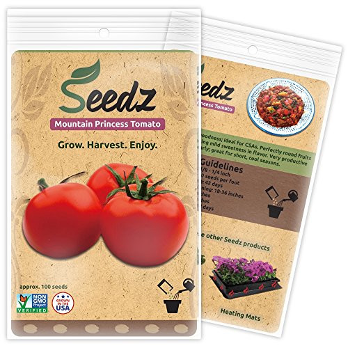 CERTIFIED ORGANIC SEEDS (Apr. 100) - Mountain Princess Tomato - Heirloom Tomato Seeds - Non GMO, Non Hybrid Vegetable Seeds - USA