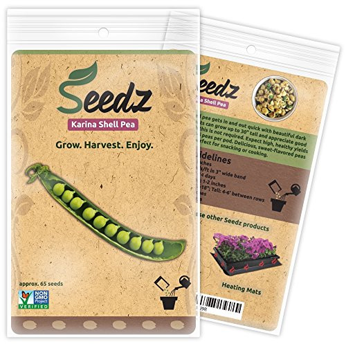 CERTIFIED ORGANIC SEEDS (Appr. 65) - Karina Shell Pea Seeds - Open Pollinated Vegetable Seeds - Organic, Non Hybrid Garden Seeds - USA
