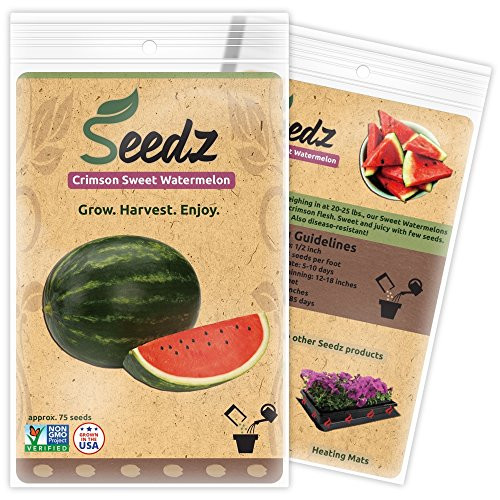 CERTIFIED ORGANIC SEEDS (Apr. 75) - Sweet Watermelon Heirloom Seeds - Organic Watermelon Seeds - Non GMO, Non Hybrid - USA