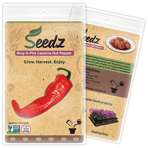 CERTIFIED ORGANIC SEEDS (Apr. 125) - Ring-O-Fire Cayenne Pepper Seeds - Heirloom Vegetable Seeds - Non GMO, Non Hybrid - USA