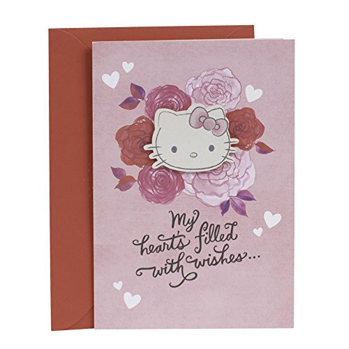 Hallmark Hello Kitty Valentines Day Card for Girl (Pink Flowers)