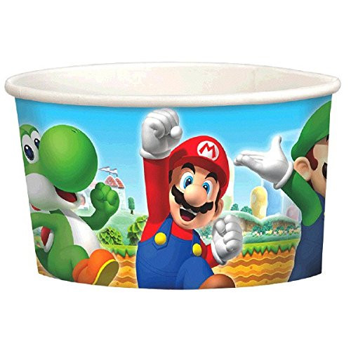 amscan Super Mario Brothers Birthday Party Paper Treat Cup Favours, 9.5 Oz, Pack of 8 Party Supplies