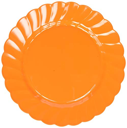 Premium Plastic Scalloped Plates | Orange Peel |7.5"|Pack of 12| Party Supply