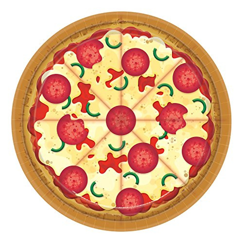 Pizza Party Design Round Paper Plates-8pc