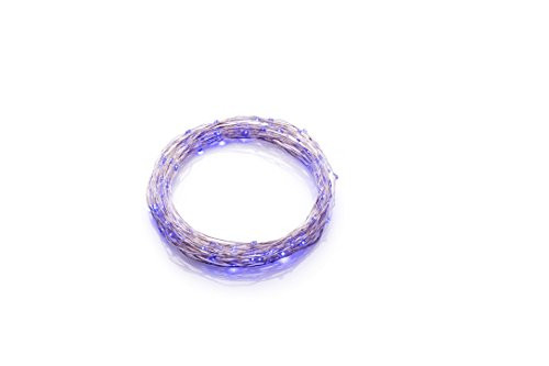 Meilo SL12-36-S-BL LED Blue String Light Silver Wire (36 Count), 12', Clear
