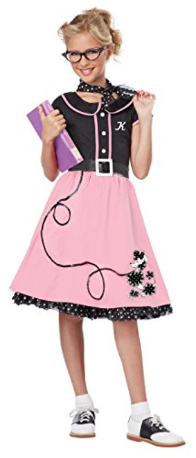 California Costumes Child's 50's Sweetheart Costume, Pink/Black, Large