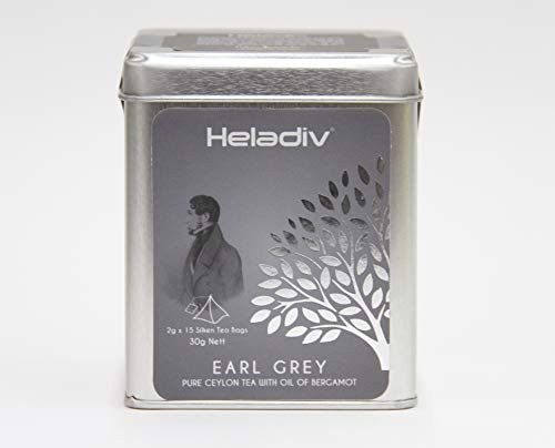 Earl Grey, Pure Ceylon Tea, Limited Edition Tea Tin, 15 Pyramid Tea Bags by Heladiv