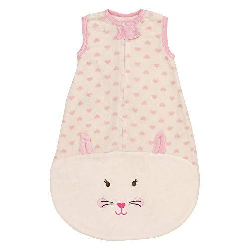Little Me Appliquéd Fleece Sleeveless Wearable Baby Blanket Sleeping Bag with Zipper (Pink, Kitten, 6M)