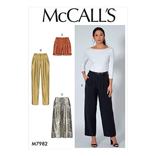 McCall Pattern Company McCall's Women's Shorts, Straight, Flared Leg Pants Sewing Patterns, Sizes 14-22, various, White
