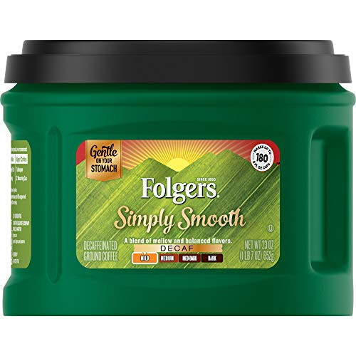 Folgers Simply Smooth Decaf Mild Roast Ground Coffee, 23 Ounces
