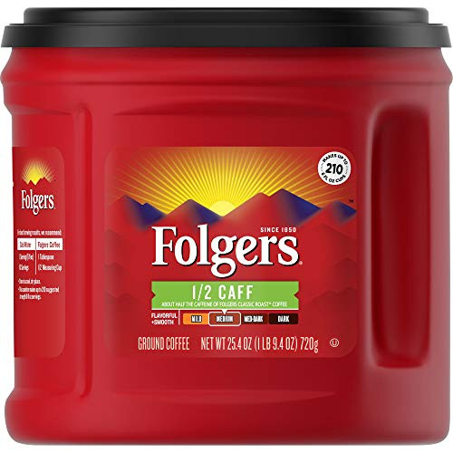 Folgers 1/2 Caff Half Caffeinated Medium Roast Ground Coffee, 25.4 Ounces Folgers 1/2 Caff Half Caffeinated Medium Roast Ground Coffee, 25.4 Ounces