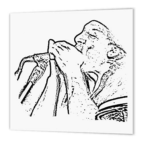 3dRose ht_164309_3 Harmonica Player with Drum Outline Iron on Heat Transfer for White Material, 10 by 10"