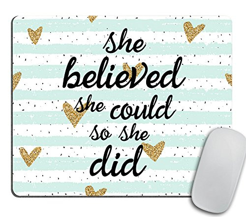 Quote Mousepad, She Could Mouse Pad, Watercolor Mouse Mat, Custom Mousepad, Heart Mousepad, Inspirational Quote Mousepad Motivational Quote