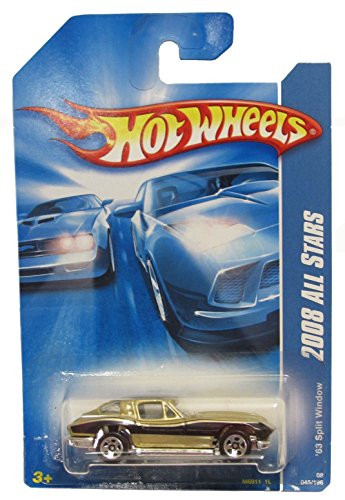 VETTE Stingray Hot Wheels 2008 All Stars Series Gold '63 Chevy Corvette Stingray Split Window w/ 5SPs 1:64 Scale Collectible Die Cast Metal Toy Car Model No.45