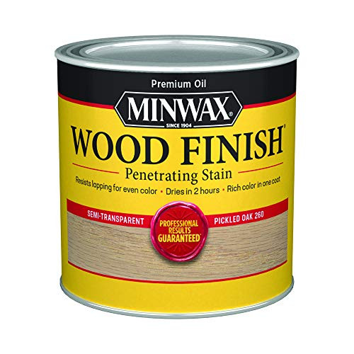 Minwax 226004444 Wood Finish Penetrating Interior Wood Stain, 1/2 pint, Pickled Oak