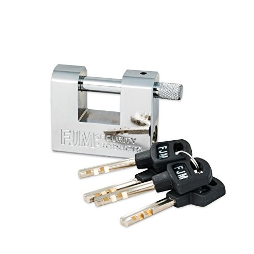 FJM Security Products FJM SPSA60-KA Triple Chrome Plated D-Shaped Security Padlock, 2-3/8