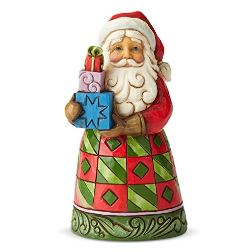 Enesco Jim Shore Heartwood Creek Santa with Presents Pint-Size Figurine, 5.12 Inch, Multicolor