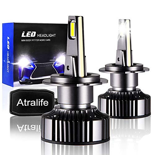 Atralife 2pcs H7 LED Headlight Bulbs, for Low Beam/Fog Light/High Beam 80W 16000 Lumens Super Bright LED Headlights Conversion Kit 6500K Cool White IP68 Waterproof -2 Yr Warranty