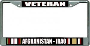 Afghanistan Iraq Veteran Chrome License Plate Frame