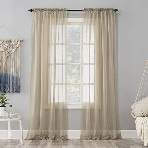 No. 918 Emily Sheer Voile Rod Pocket Curtain Panel, 59" x 84", Stone