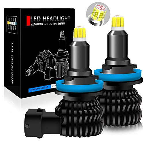 iVRYBRi H11 H8 H9 LED Headlights - 360 degree 3D CSP Chip 8Sides 48LED Foglights Super Bright LED Headlights Conversion Kit 12000LM 60W Bulbs 6500K 12V 24V Auto Lamp Waterproof Pack of 2