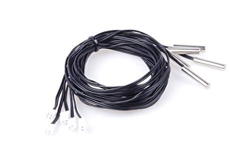 5pcs 1M Waterproof Temperature Sensor Probe, Stainless Steel 10k 3950 NTC Thermistor Probe, Digital Temperature Transimitter Extension Cable?CPU Temperature Sensor