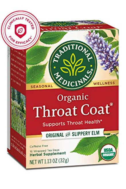 Traditional Medicinals Organic Throat Coat Seasonal Tea (Pack of 1), Supports Throat Health, 16 Tea Bags Traditional Medicinals Organic Throat Coat Seasonal Tea (Pack of 1), Supports Throat Health, 16 Tea Bags