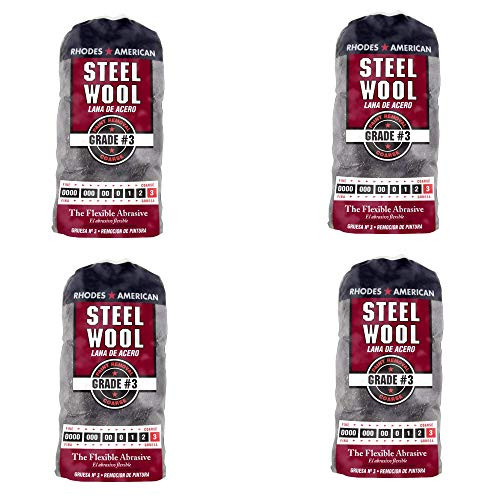 Steel Wool, 12 pad, Coarse Grade #3, Rhodes American, Paint Removal - 4 Pack