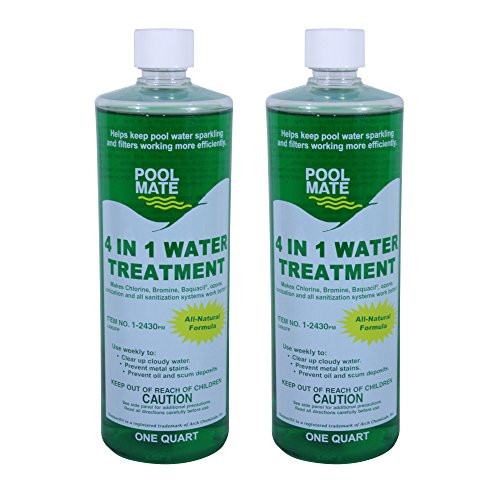 Pool Mate 1-2430-02 4-in-1 Natural Water Treatment and Clarifier for Swimming Pools, 1-Quart, 2-Pack
