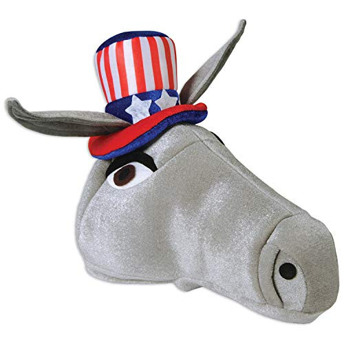 Beistle 66031 Patriotic Democrat Donkey Novelty Hat, Costume Accessory, One Size, Gray/Red/White/Blue