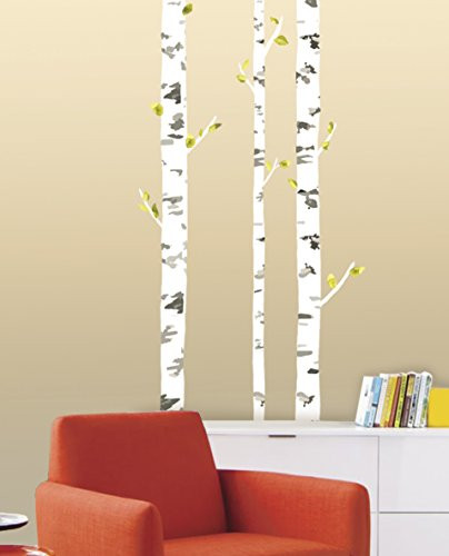 RoomMates RMK3059GM Birch Trio Peel and Stick Giant Wall Decals, White