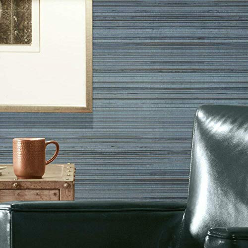 RoomMates Blue Faux Bamboo Grasscloth Peel and Stick Wallpaper