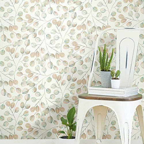 RoomMates Cat Coquillette Eucalyptus Pink and Green Peel and Stick Wallpaper