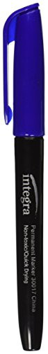 Integra Permanent Marker, Fine Point, Fade/Water Resistant, Blue (ITA30017)