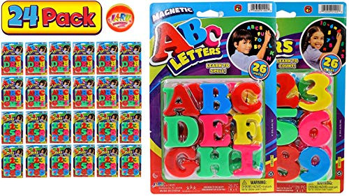 JA-RU ABC Magnetic Letters and Numbers Party Favor Bundle (24 Pack) Learning Letter Best Alphabet Magnet for Refrigerator Fun & Spelling Games Toys 1405-24A