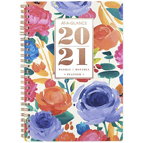 Academic Planner 2020-2021, AT-A-GLANCE Weekly & Monthly Planner, 5-1/2" x 8-1/2", Small, Badge Floral (5408F-200A)