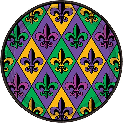Amscan 721902 Fleur De Lis Round Plates Party Supplies 9" Multicolor