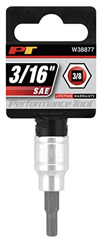 Performance Tool W38877 3/8" Drive Hex Bit Socket, 3/16"