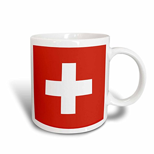 3dRose 3dRose Flag of Switzerland - Swiss red and white cross - Europe - European country - world travel souvenir - Ceramic Mug, 11-ounce (mug_158442_1), , White