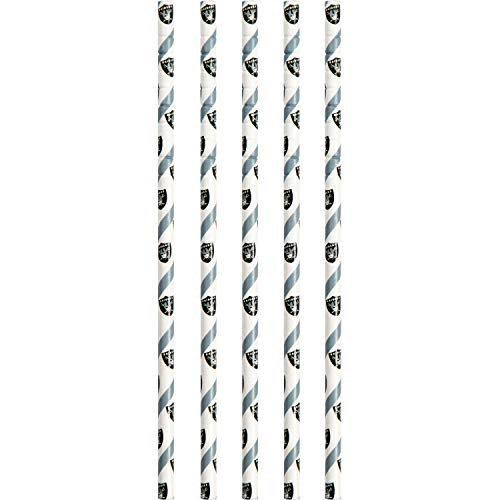 Creative Converting Las Vegas Raiders Paper Straws, 24 Count, 7.75"