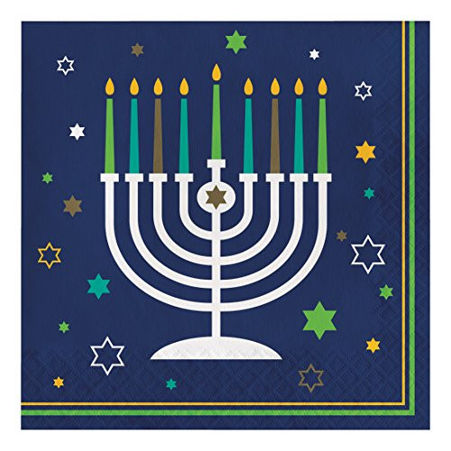 Creative Converting 317192 16 Count Paper Lunch Napkins, Hanukkah Icons