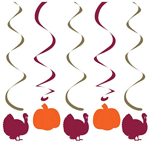 Creative Converting Foil Turkey and Pumpkin Dizzy Danglers, 24, Multi-color