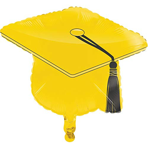 Creative Converting Yellow Graduation Cap Mylar Balloon, 16 x 22.5