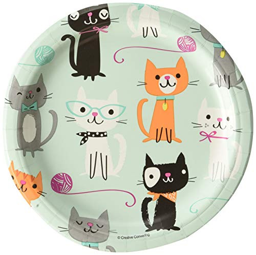 Creative Converting Purr-FECT Paper Dessert Plates Party Supplies, 7", Multicolor