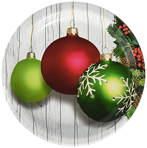 Creative Converting Christmas Ornaments Dessert Plates, Green