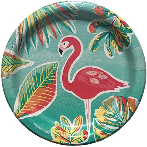 Creative Converting Tropical Flamingo Small (6-7/8) Round Dessert Appetizer Paper Plates, 12 ct Creative Converting Tropical Flamingo Small (6-7/8) Round Dessert Appetizer Paper Plates, 12 ct