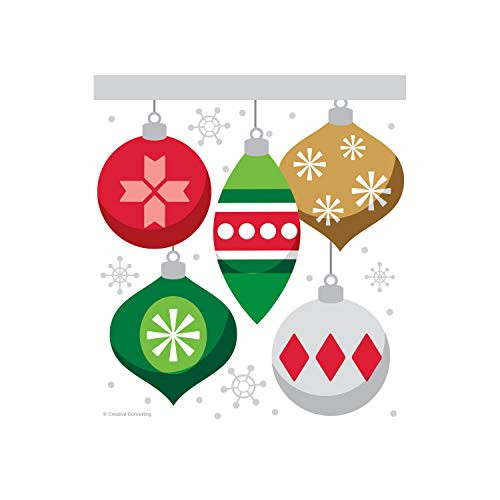 Creative Converting Christmas Ornaments Zippered Sandwich Bags, 6.25" x 7", Multi-color