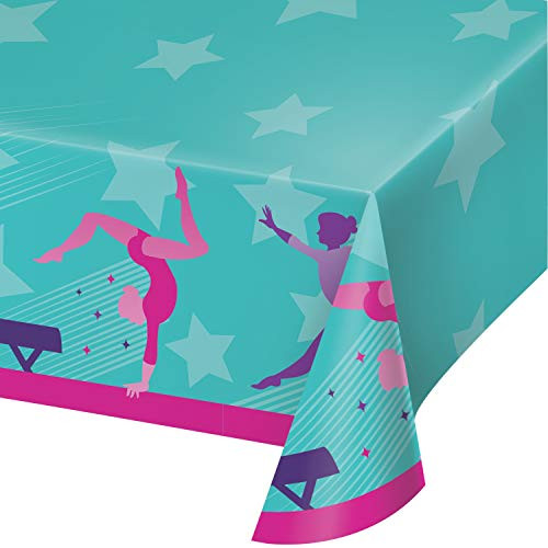 Creative Converting Gymnastics Party Paper Tablecloth, 1 ct, Multi-color, 54" x 102"