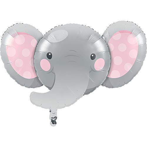 Creative Converting Enchanting Elephants Girl Mylar Balloon, 1 ct, Multi-color, 35" x 21"
