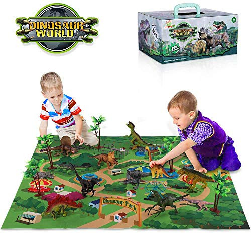 STRONGICK Dinosaur Toys - Educational Toys Cool Stuff - 9 Dinosaur Figures, Trees and Activity Play Mat - Realistic Dinosaur Toy Play Set with Storage Box - Perfect Dinosaur Toys for Kids 3-5
